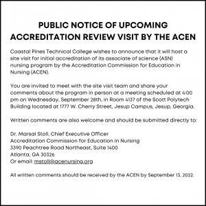 Photo for PUBLIC NOTICE OF UPCOMING ACCREDITATION REVIEW VISIT BY THE ACEN