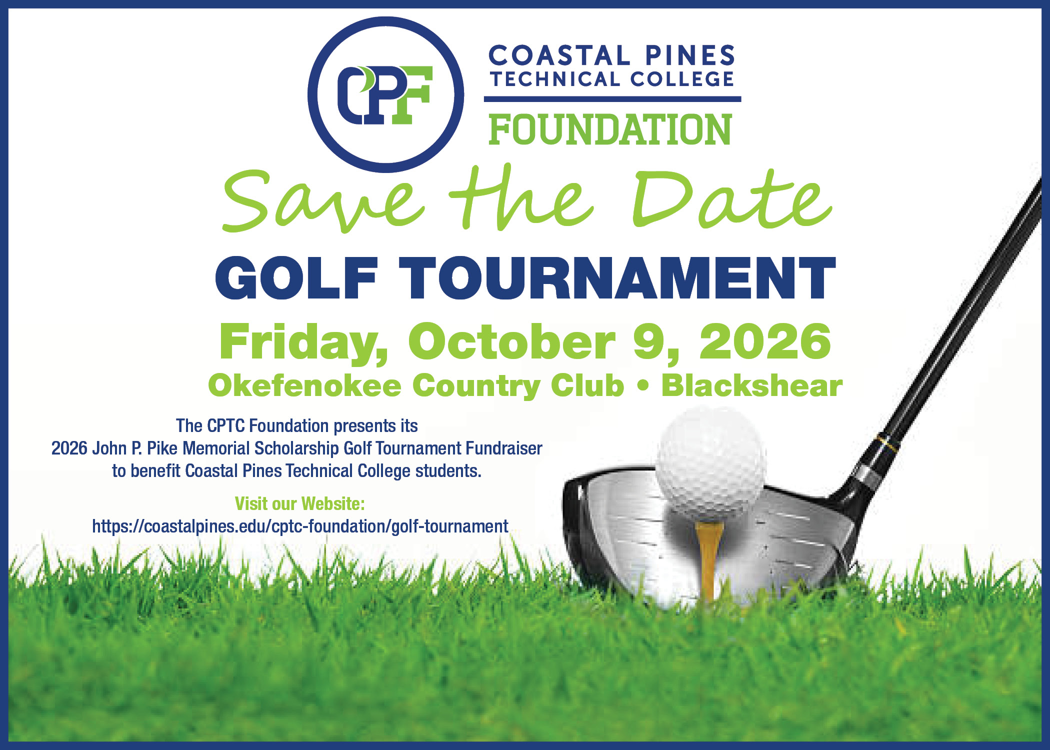 Photo for Coastal Pines Technical College Foundation Invites Community to John P. Pike Memorial Scholarship Golf Tournament