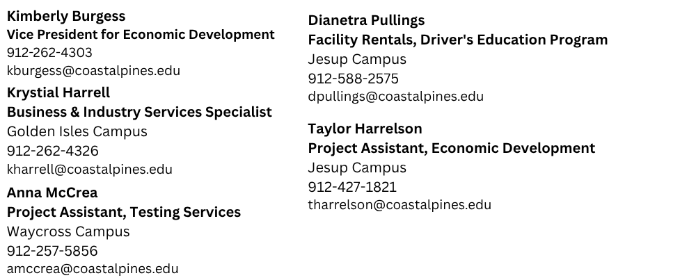 Staff Contact Information graphic